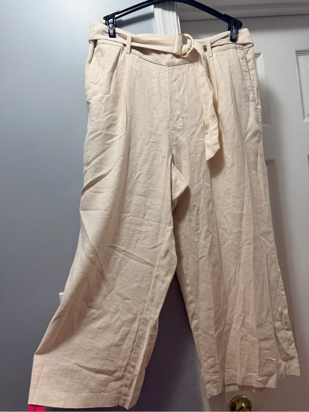 Micheal kors High-Waist Belted Wide-Leg Pants in Cream